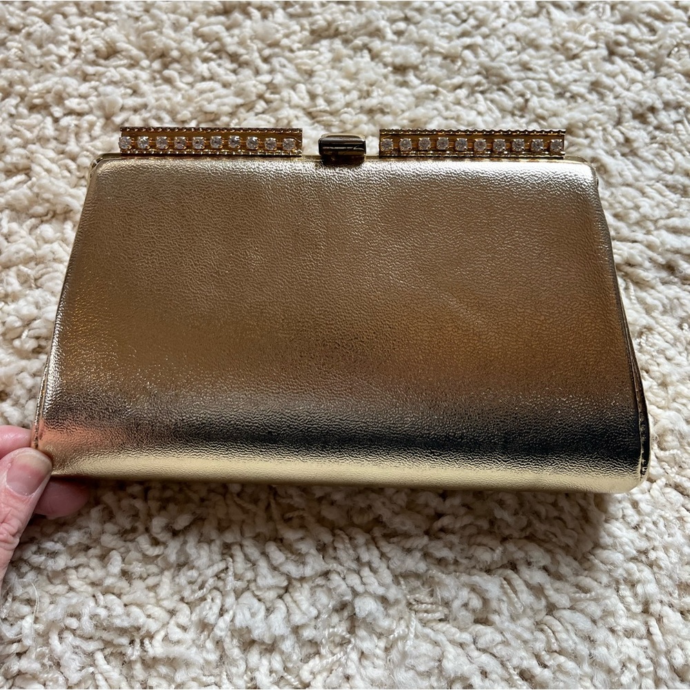 Vintage gold clutch, optional short chain handle - Picture 2 of 11